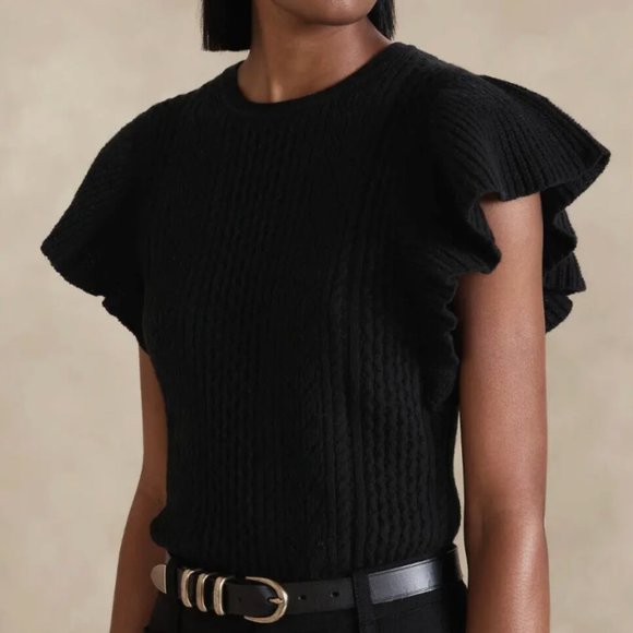 JUNIE WOOL SWEATER TOP (BLACK) - Picture 2 of 6